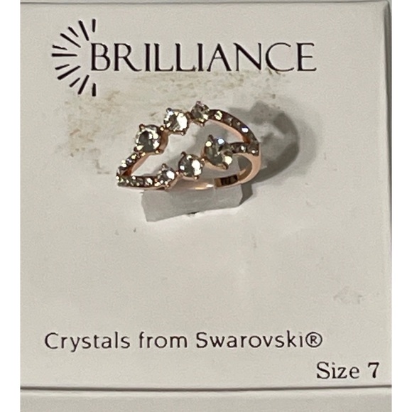 NWT Brilliance Open Double Band Ring with Swarovski Crystals Size 7 **NIB** - Picture 3 of 4